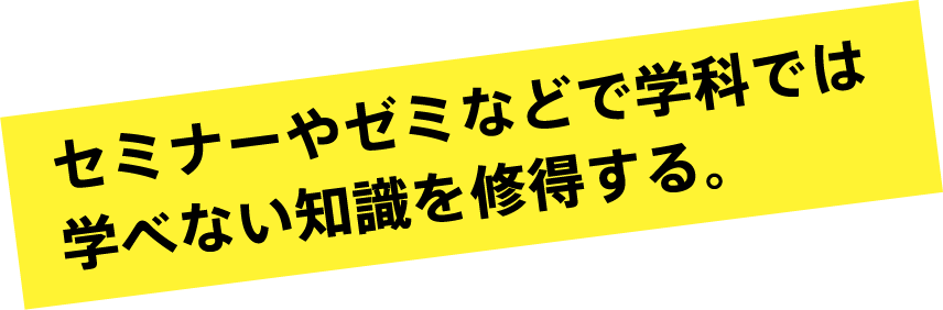 セミナーやゼミなどで学科では学べない知識を修得する。
